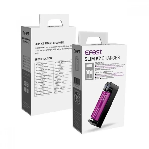 Efest Slim K2 Dual Bay USB Battery Charger Efest Slim K2 Dual Bay USB Battery Charger