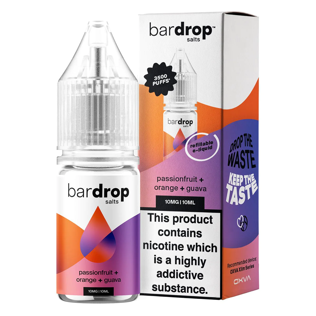 Bar Drop Salts Passionfruit Orange Guava 10ml E Liquid