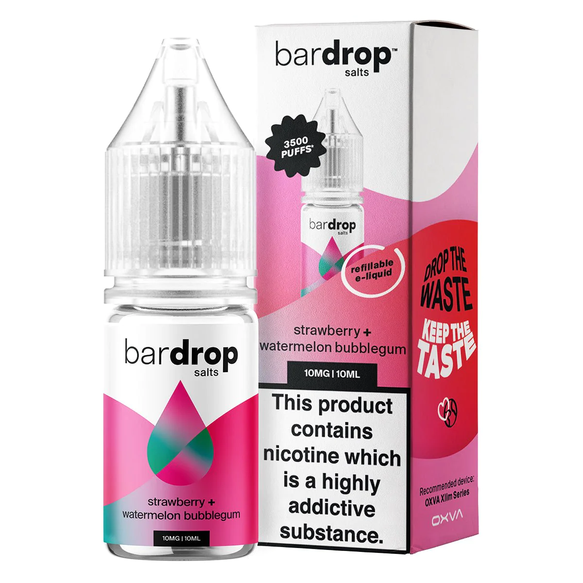 Bar Drop Salts Strawberry Watermelon Bubblegum 10ml E Liquid