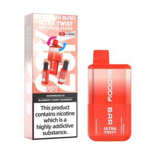 Bloody Bar 20k Puffs Ultra Twist Disposable Vape Kit (Dual Flavour) 20000 Puffs Watermelon Ice Blueberry Cherry Cranberry