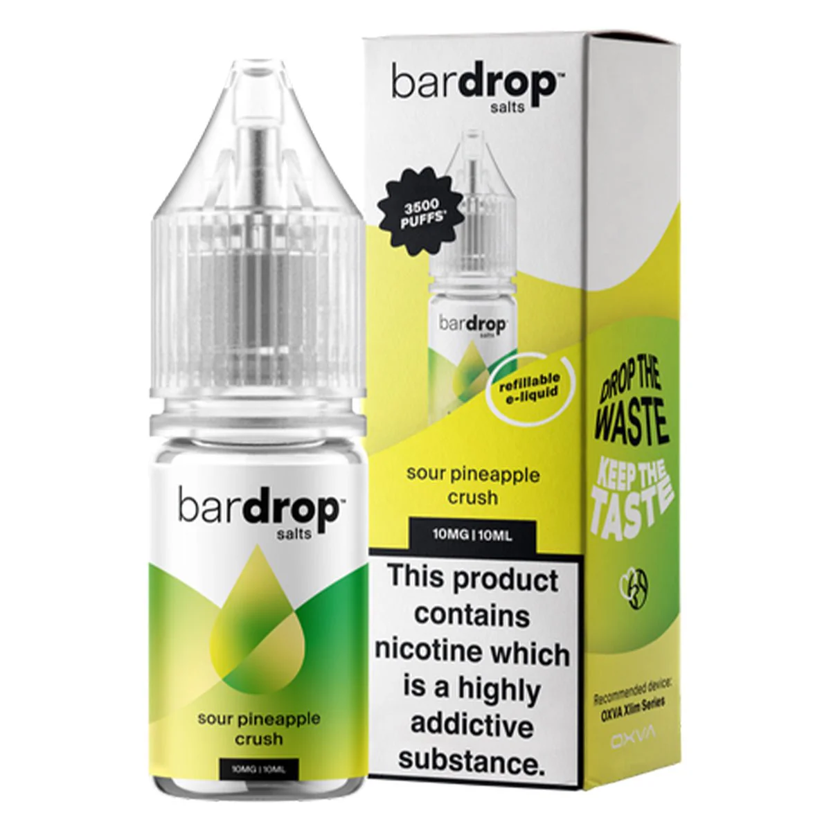 Bar Drop Salts Sour Pineapple Crush 10ml Nic Salt E Liquid