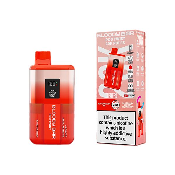 bloody mary 20k pod twist prefilled vape kit Bloody Bar 20k Puffs Ultra Twist Disposable Vape Kit - £15