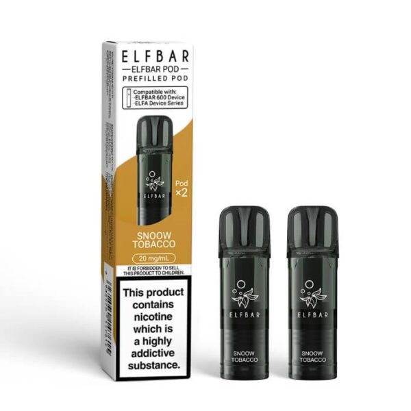 Elf Bar 600 Prefilled Replacement Pods (Pack of 2) Snoow Tobacco