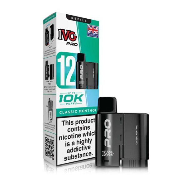 IVG Pro 12 Refill Replacement Pods (10000 Puffs) Classic menthol