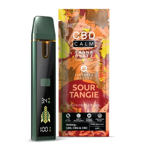CBD Calm CANNABLITZ 1800mg Prefilled Vape Kit Sour Tangie
