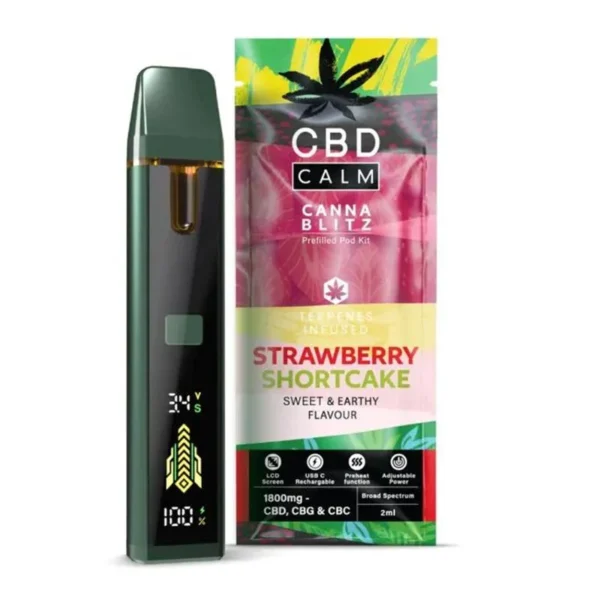 CBD Calm CANNABLITZ 1800mg Prefilled Vape Kit Strawberry Cheesecake
