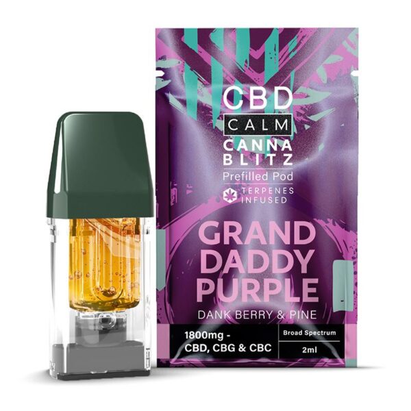 CBD Calm CANNABLITZ 1800mg Prefilled Replacement Pods Grand Daddy Purple