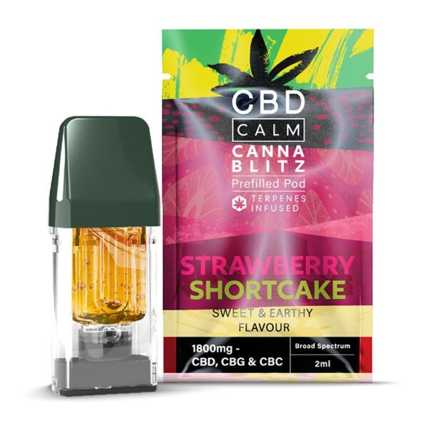 CBD Calm CANNABLITZ 1800mg Prefilled Replacement Pods Strawberry Cheesecake